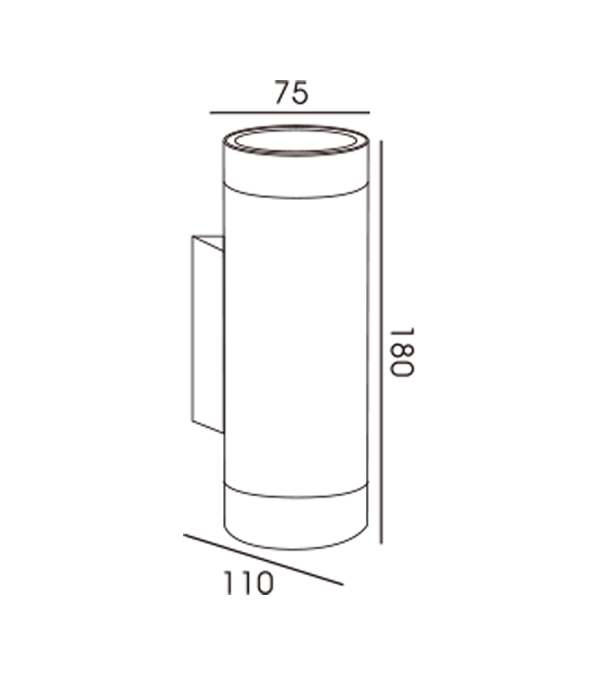 75 Tiub Aluminium Bulat Lampu Dinding Dua Hala HR60274 75 Tiub Aluminium Bulat Lampu Dinding Dua Hala HR60274