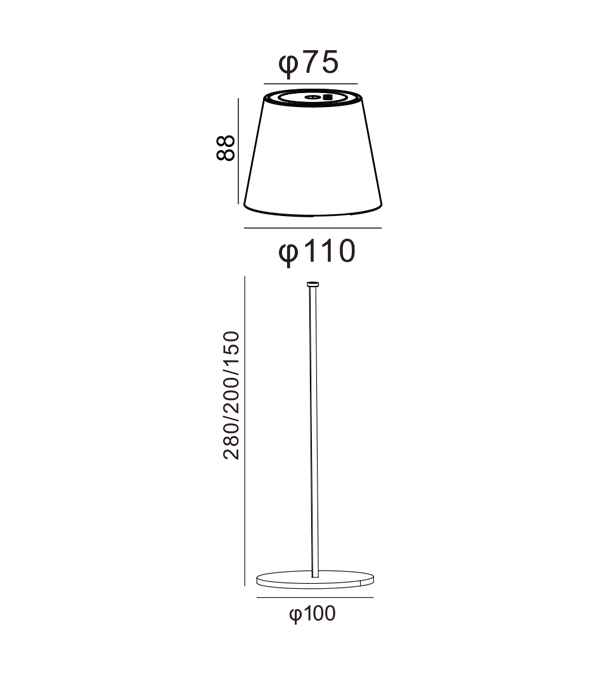 Lampu boleh dicas semula dengan teduhan HR95042-365 Lampu boleh dicas semula dengan teduhan HR95042-365
