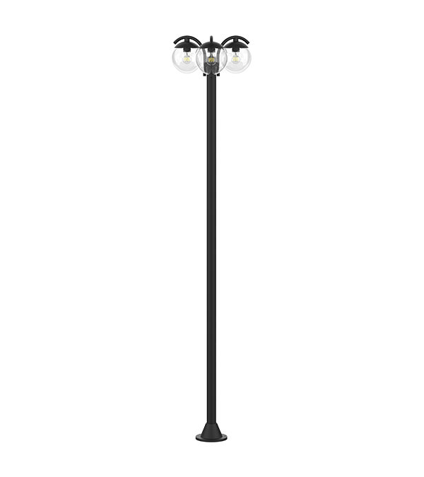 Tiga Lampu Taman Kaca Bulat HR60694 Tiga Lampu Taman Kaca Bulat HR60694