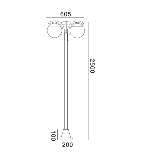 Tiga Lampu Taman Kaca Bulat HR60694 Tiga Lampu Taman Kaca Bulat HR60694