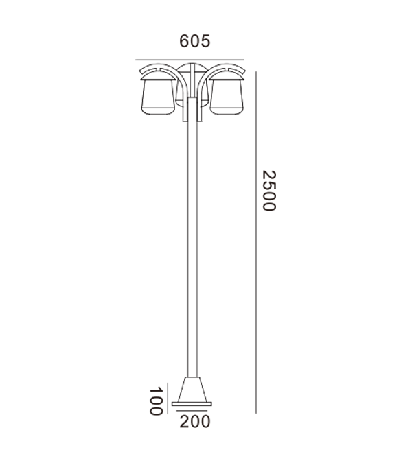 Tiga Lampu Taman Atas Rata HR60704 Tiga Lampu Taman Atas Rata HR60704