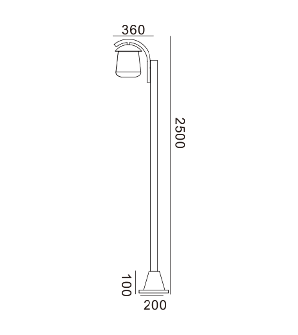 Lampu Taman Atas Rata Kepala Tunggal HR60702 Lampu Taman Atas Rata Kepala Tunggal HR60702